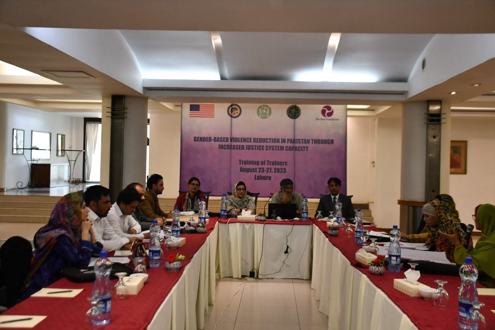 Al-Nisa representatives at a gender-based violence reduction event with International Islamic University Islamabad and The Asia Foundation.